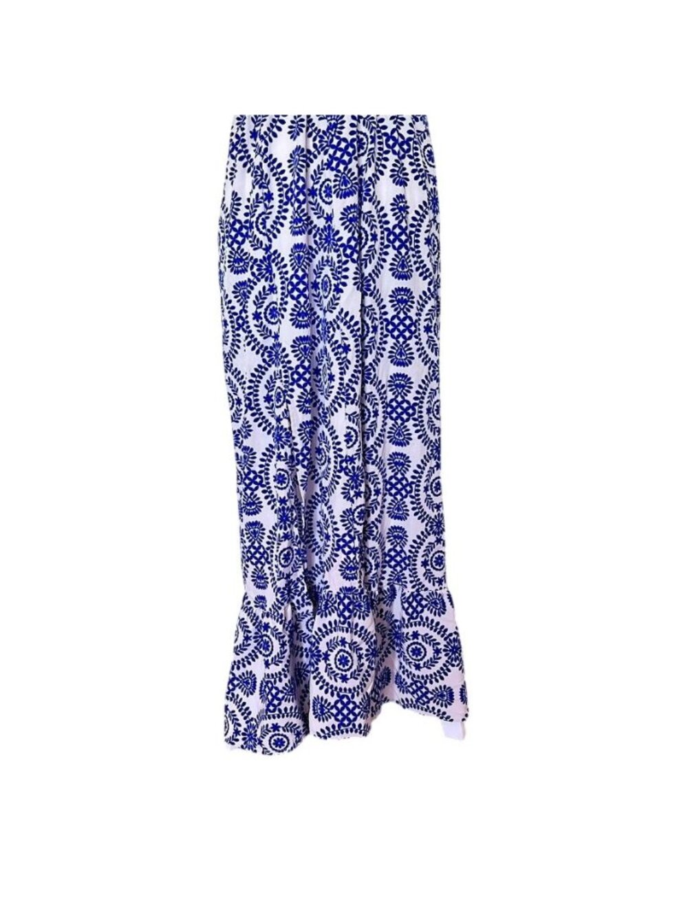 Coastal Boho Colbalt Blue Maxi Sundress Size S Smocked Flowy Resort Vacation - Picture 6 of 11